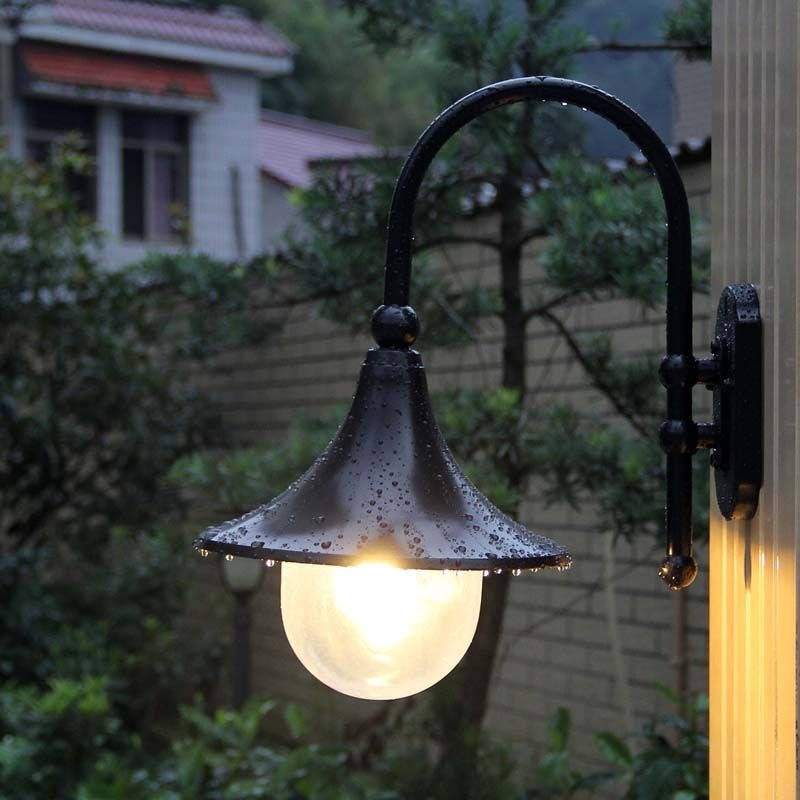 Lighting Metal Wall Decor - European Classic Metal Glass Waterproof LED