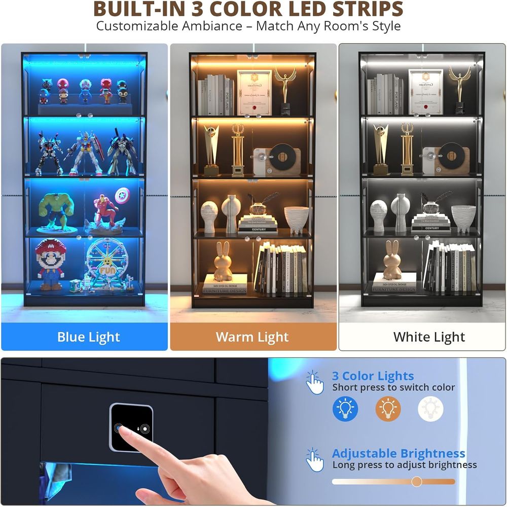 65 Glass Door Display Cabinet, - Lighting & Home Decor Studio Photos recension och pris