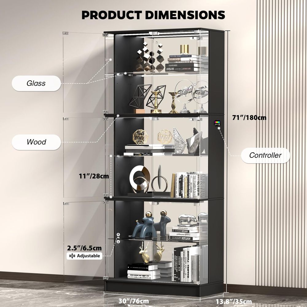 Display Cabinet with Glass Doo - Lighting & Home Decor Studio Photos recension och pris