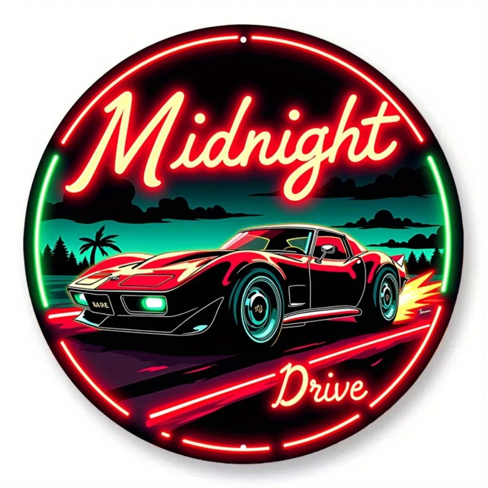 Vintage Neon Car Sign Midnight - Lighting Metal Wall Decor recension och pris